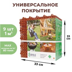 Универсальное покрытие для садовых дорожек ERFOLG H&G, 33×33 см, набор 9 шт., цвет терракот