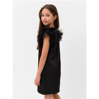 Платье нарядное для девочки MINAKU: PartyDress, прямое, с крылышками, рост 152-158 см, чёрное