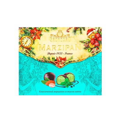 Конфеты подарочные новогодние глазированные марципановые, мятные, 126 г