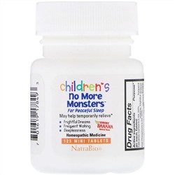 NatraBio, Children's No More Monsters, снотворное для детей, с натуральным вкусом банана, 125 мини-таблеток