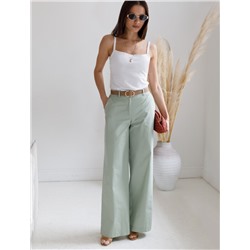 Широкие прямые брюки из плотного поплина