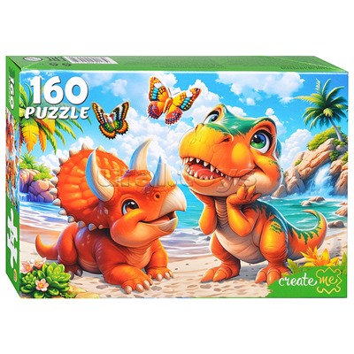 Пазлы 160 "Динозавры на пляже"