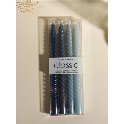 Набор свечей витых, 2×25 см, 4 шт., палитра серого, 25.5×8.8×2.4 см