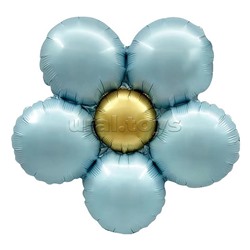 Шар (18''/46 см) Цветок, Ромашка (надув воздухом), Голубой, Сатин, 1 шт. в уп.