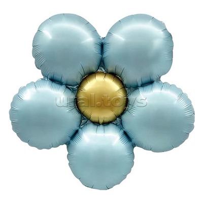 Шар (18''/46 см) Цветок, Ромашка (надув воздухом), Голубой, Сатин, 1 шт. в уп.