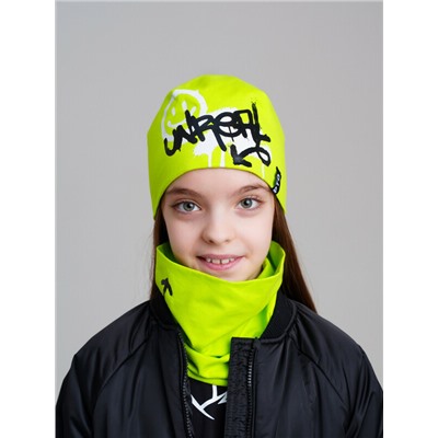 Комплект трикотажный для девочек: шапка, снуд