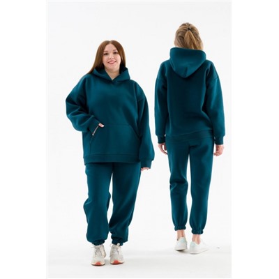 Худи оверсайз 89602 с начесом теплое костюмное (Изумрудный)