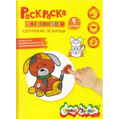 Раскраска пластилином А4 "ДОМАШНИЕ ЛЮБИМЦЫ" 4 картинки РПКМ-ДЛА4 Каляка-Маляка