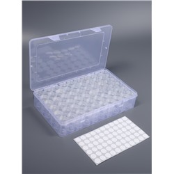 Органайзер для хранения мелочей, 60 баночек, в контейнере, 28×17×5.5 см, прозрачный