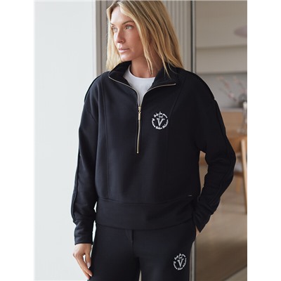 Джемпер с воротом на молнии из премиального футера двухнитки с эластаном