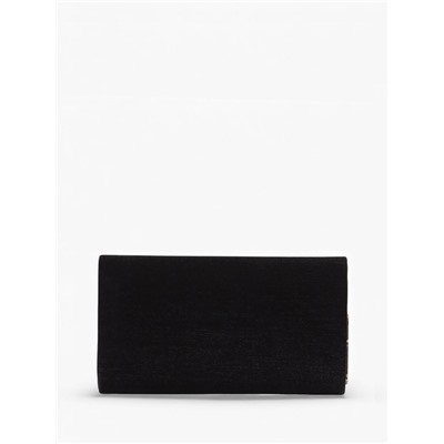 Сумка-клатч женская вечерняя на клапане, на длинной цепочке, однотонная, чёрная