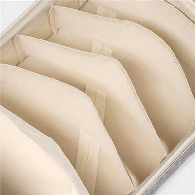 Органайзер для хранения белья Доляна «Тео», 6 ячеек, с прозрачной крышкой, 32×23×12 см, серый