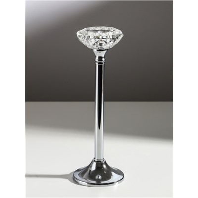 Подсвечник на 1 свечу «Кристальная чаша», d=5 см, под серебро, 9×9×27 см