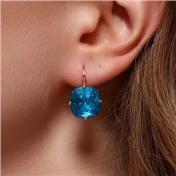 Серьги с кристаллом под Swarovski ювелирная бижутерия коллекция "Дубай" покрытие позолота, вставка: стекло, цвет: голубой, арт.414.692