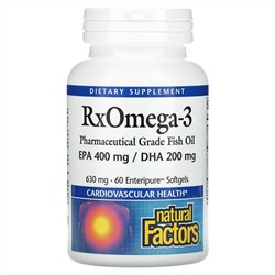 Natural Factors, RxOmega-3, 630 mg, 60 Enteripure Softgels