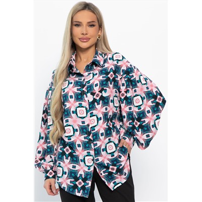 Блуза хлопковая Танец линий (зеленая) Б14857-14М