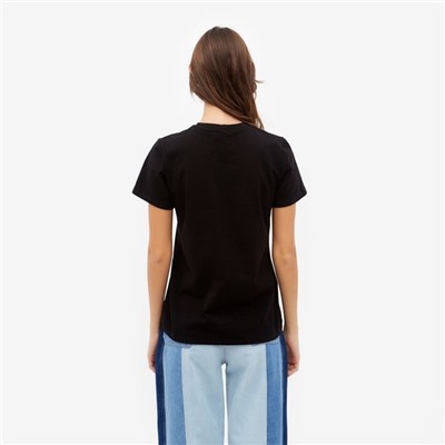 Футболка женская однотонная MINAKU: Basic line, чёрная, размер 42