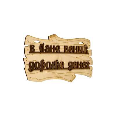 Табличка для бани и сауны «В бане веник дороже денег», 30×17 см, дерево, «Добропаровъ»
