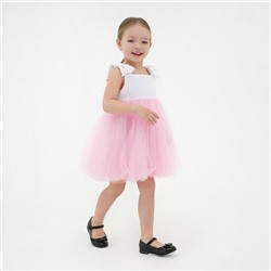 Платье нарядное для девочки KAFTAN, рост 110-116 см, белое, розовое