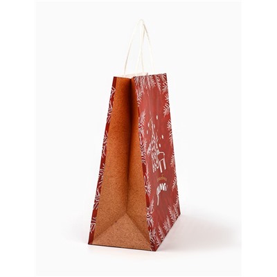 Пакет бумажный подарочный новогодний крафт «Волшебная зима» 27×21×11 см