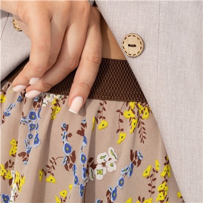 Костюм с юбкой комбинированный, Сияние уверенности ( 2 в 1, бежевый)