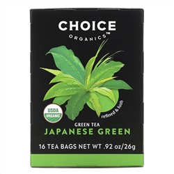 Choice Organic Teas, Green Tea, Japanese Green, 16 Tea Bags, .92 oz (26 g)