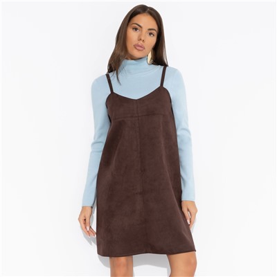 Сарафан из мягкой замши, Стильный интерес (коричневый)