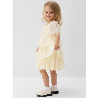 Платье нарядное для девочки MINAKU: PartyDress, с рюшами, рост 116-122 см, бежевое