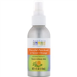 Aura Cacia, Aromatherapy Room & Body Mist, Peaceful Patchouli & Sweet Orange, 4 fl oz (118 ml)