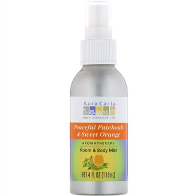 Aura Cacia, Aromatherapy Room & Body Mist, Peaceful Patchouli & Sweet Orange, 4 fl oz (118 ml)