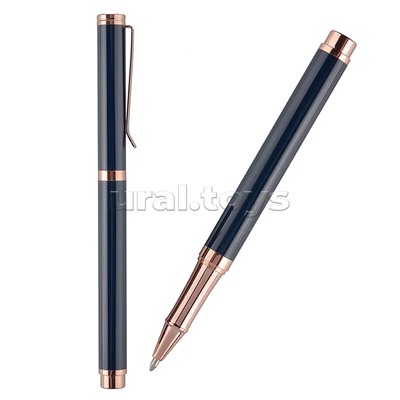 Ручка "Venezia Classico" в картотнном тубусе, 1,0 мм, синяя (корпус синий, футляр черный)