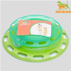 Игровой комплекс для кошек «Пижон» с отсеками для лакомств/кошачьей мяты и шариком, зелёный