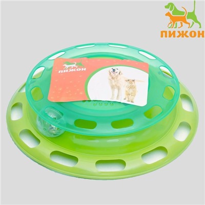 Игровой комплекс для кошек «Пижон» с отсеками для лакомств/кошачьей мяты и шариком, зелёный