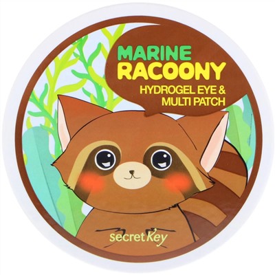 Secret Key, Marine Racoony, гидрогелевые патчи для глаз и других зон, 60 патчей
