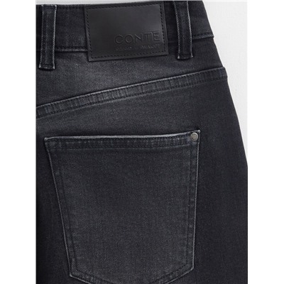 Mom Fit CONTE CON-661 Черные джинсы mom с эффектом потертости и необработанным краем