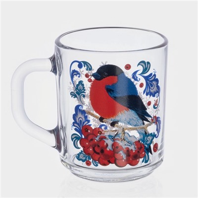 Кружка новогодняя «Снегири на рябине», 200 мл, стекло