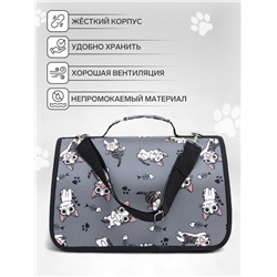 Сумка-переноска каркасная «Играющие котики», размер S, 37.5×17×22 см, серая