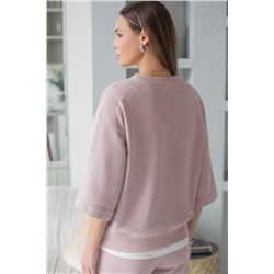 Свитшот свободный из петельчатого футера двухнитки с эластаном VILATTE, 1228121