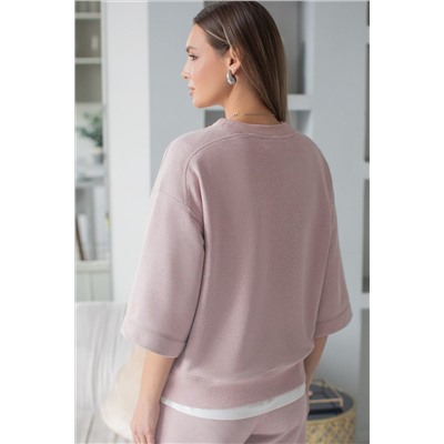 Свитшот свободный из петельчатого футера двухнитки с эластаном VILATTE, 1228121