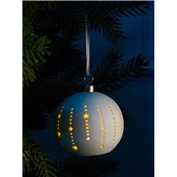 Ёлочный шар «Звёзды», 9×9×9.8 см, 1 LED, керамика, от батареек LR44×2, свечение тёплое белое