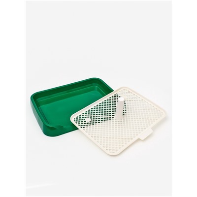 Туалет для собак, 46.5×36×5.5 см, со съёмной решеткой и столбиком, зелёный