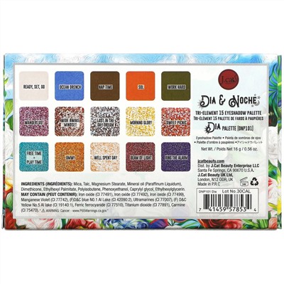 J.Cat Beauty, Dia & Noche, Tri-Element 15 Eyeshadow Palette, DNP101 Dia, 0.56 oz (16 g)