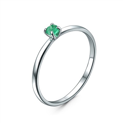 Кольцо из серебра с изумрудом родированное 04-201-0159-33