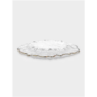 Десертная Magistro тарелка «Сияние», d=21 см, золотистая отводка, стекло, прозрачная