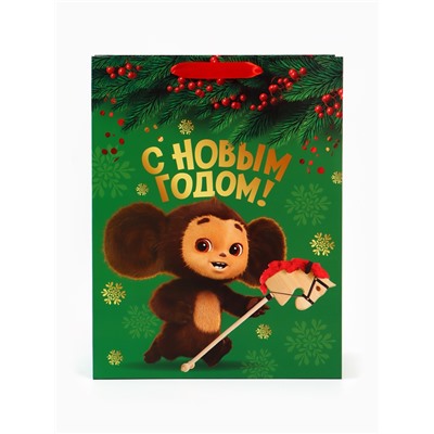 Пакет подарочный «Новый год: Лошадь 2026», Чебурашка, L 31×40×11.5 см