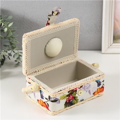 Шкатулка для рукоделия и шитья «Птицы в розовом саду», хранение ниток, иголок, мелочи, 18×12×9.5 см