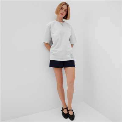 Футболка оверсайз с нашивкой женская MINAKU: One Most Brand, серая меланж, размер 44