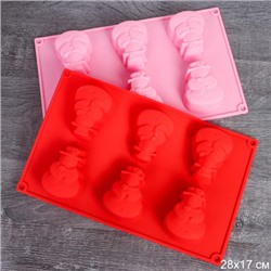 Форма для выпечки 6 ячеек силиконовая Новогодняя / HL-088 /уп 200/ 0.115/ 27*17*2,5