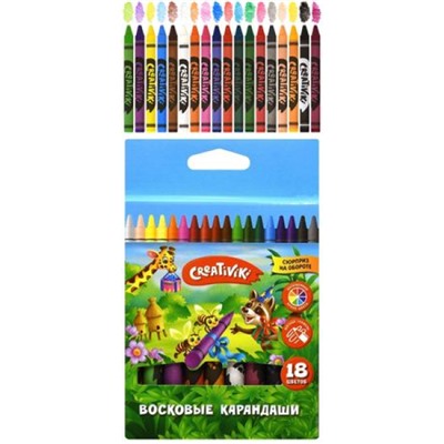 Карандаши восковые 18цв КВ18КР Creativiki