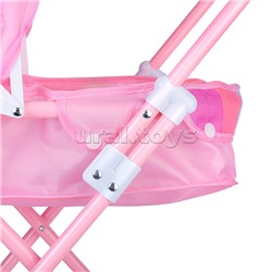 Коляска для кукол (металлическая, складная, прогулочная с капюшоном, цвет розовый) в пакете
